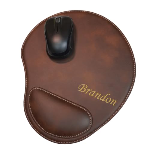 Custom Ergonomic Mouse Pad with Wrist Support – Personalized Vegan Leather Mouse Pad for Office, Home & Gaming – Durable Anti-Slip Desk Accessory, Multiple Colors, Gift Ready