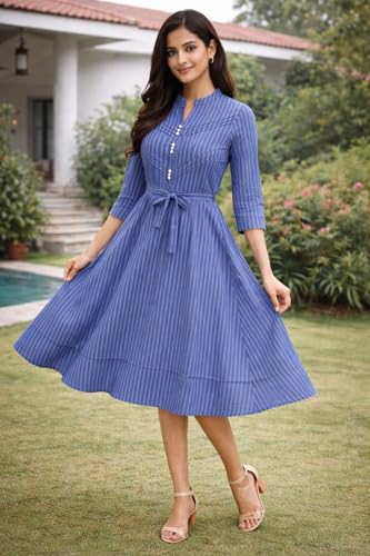 Image of CAMEY Women Striped Cotton Dress