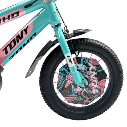 Image of TONY RAW Kids Bicycle14T inch Sports Bicycle Cycle for 3 to 5 Years Baby Kids Boys & Girls with Side Training Wheels & Back Rest Seat /Water Bottle SEMI-Assembled (Pink)