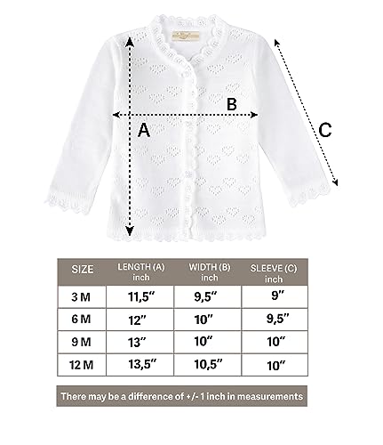 Lilax Baby Girls' Little Hearts Knit Cardigan Sweater 6M White #TOP5