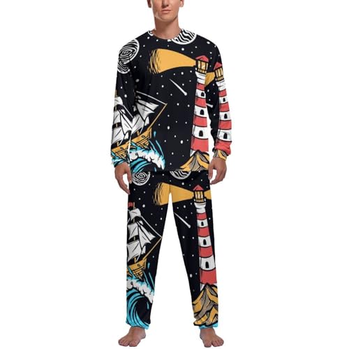 Pyjama homme Espace Phare ensemble haut et bas à manches longues et pantalon de nuit confortable