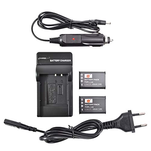 DSTE 2-pack Rechange Batterie et DC16E Voyage Chargeur pour Olympus Li-60B FE-370 Pentax D-LI78 Optio L50 M50 M60 S1 V20 W60 W80 Nikon EN-EL11 Coolpix S550...