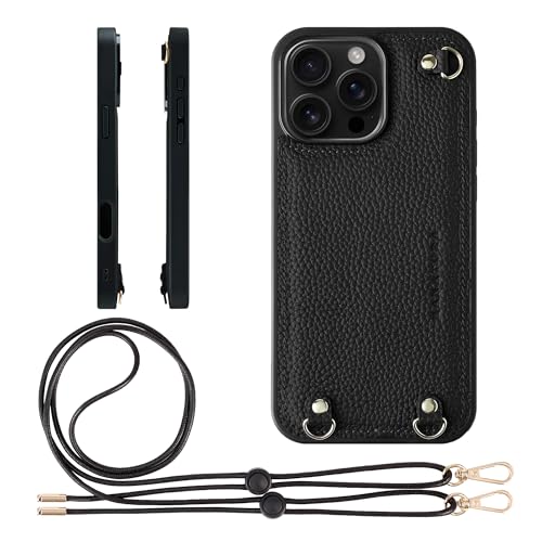 HANATORA for iPhone 16Promax �P�[�X MagSafe �Ή� �{�v �ϏՌ� �o���p�[�^ �X�}�z�P�[�X �X�}�z �V�����_�[�X�g���b�v �t�� �V�������N���U�[ �M�t�g �}�O�Z�[�t�Ή� �u���b�N D3GZ-16Promax-Black