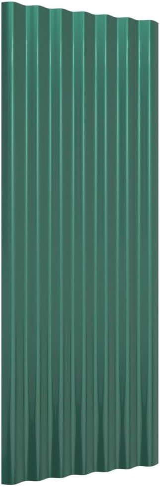 vidaXL Roof Panels 12 Pcs, Roofing Material, Profile Sheet, Garage Roof Panel for Sheds Stables Mobile Homes, Galvanized Steel Green