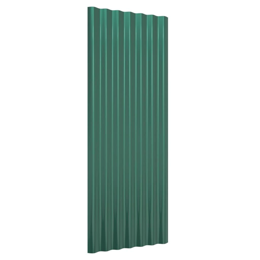 vidaXL 12x Panneaux de Toiture Tôles Profilées Bricolage Toit Cabane Abris de Jardin Étable Maison Mobile Acier Galvanisé Vert 100x36cm