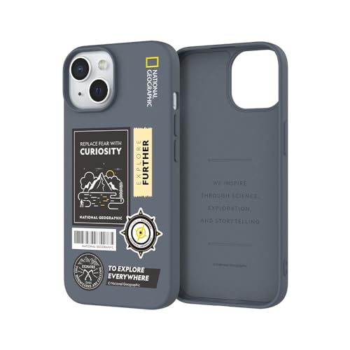 Image of National Geographic Palette Color Wappen Case TPU for iPhone 15 Plus Back Cover Case (Climbing Gray Blue)
