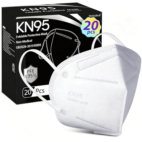 Hotodeal KN95 Face Mask 20 PCS,5 Layers Cup Dust Mask Against PM2.5 from Fire Smoke, Dust, for Men, Women, Essential Workers(White)