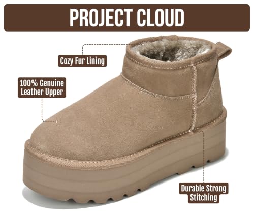 Image of Project Cloud 100% Genuine Leather Platform Ankle Boots for Women