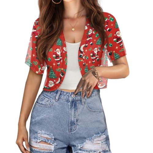 Image of Womens Short Sleeve Bolero Shrug Open Front Knit Cropped Cardigan Shoulder Cover for Dress Cute Casual Knit Cover Up