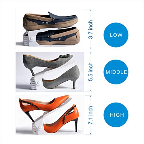 Yashong Shoe Slots Organizer, 20Pcs Adjustable Double Layer Stack Shoe Rack, 50% Space-Saving Storage Rack Holder, White #TOP6