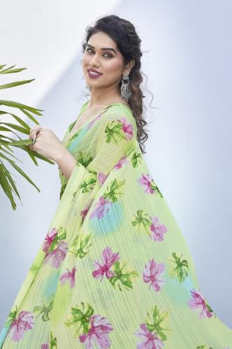 Image of MIRCHI FASHION Saree for Woman Georgette Floral and Leaf Printed | Elegant Farewell and Ceremonial Women's Sari with Blouse Piece