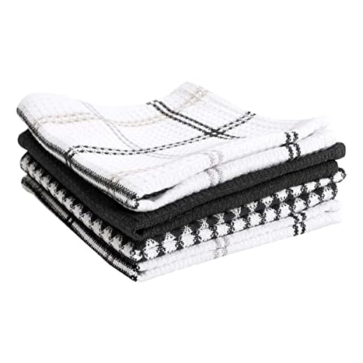 100% Cotton Flat Waffle Dish Cloths for Washing Dishes, 12"x13", 4-Pack, Neutral T-fal Textiles