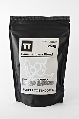 Cafe molido natural 250g arabica 100 % - Molido para Cafetera Italiana, Moka, Espresso - Panamericana Blend - Tusell Tostadores