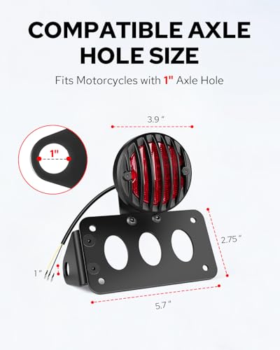 Image of Benlari Motorcycle LED Tail Light Brake Light with Bracket, Side Mount License Plate Rear Light Fit for Harley Honda Bobber Chopper Yamaha Sporster Kawasaki Suzuki (Flat, 1 inch)