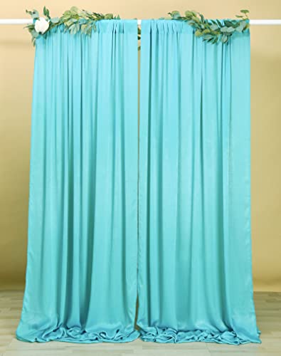 Sherway 2 Panels 4.8 Feet X 10 Feet Aqua Thick Satin Wedding Backdrop Drapes, Non-Transparent Turquoise Window Curtains For Party Ceremony Stage Decoration #TOP1