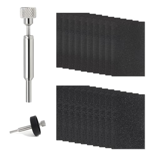 Pinewood Car Kit Wheel Turning Mandrel Tool with 20 Sandpaper Sheets (120 & 220 Grit) Derby Accessories for Wheel Polishing and Shaping
