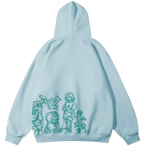 Aelfric Eden Mens Graphic Oversized Hoodie Cartoon Character Print Streetwear Casual hoodies y2k Hooded Sweatshirt