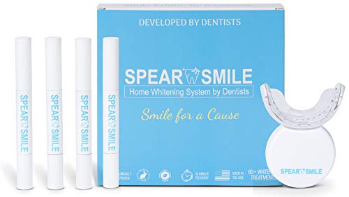 Spear Smile Luxury Home Teeth Whitening Kit, 32X LED Professional light for Whiter Teeth Without Sensitivity, Includes 4 Deluxe Teeth Whitening Pens, 60 Whitening Treatments, Teeth Whitening System