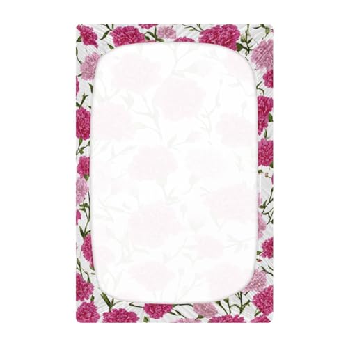 Image of Crib Sheet Breathable Soft Crib Mattress Sheet for Baby Toddler Boys Girls Fitted Crib Sheet Fit Standard Crib Mattress 39 x 27 Inch Hot Pink Carnation