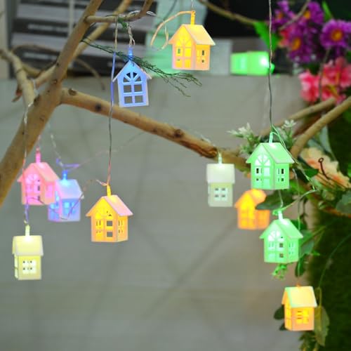 Image of ZALAR House Light Multicolor 14 LED Outdoor String Lights for Home, 12FT Hanging Patio Lights, Connectable Waterproof Garden String Light for Backyard, Porch, Balcony, Party Decor