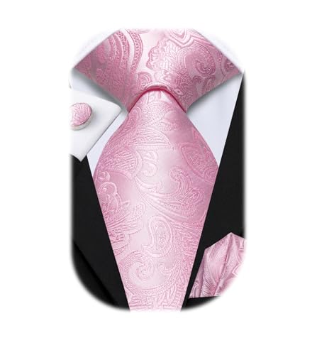 Image of Hi-Tie Men's Tie Sets Silk Paisley Striped Necktie Pocket Square Cuff-links Sets Wedding Business Holiday