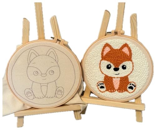 4 Sets Punch Needle Kit for Adults & Beginner – Animal Designs: Fox, Zebra, Elephant & Monkey - Vibrant Embroidery Kit with Patterns, Needles & Yarn for Relaxing DIY Art & Home Décor