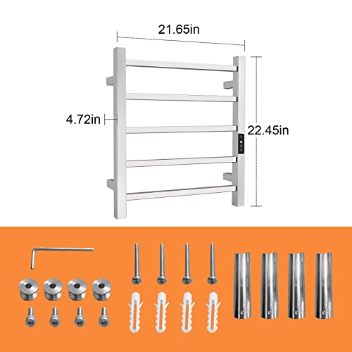 Heated Towel Rack, 5 Bars Towel Warmer Rack With Timer And Smart Temperature Control, 304 Stainless Steel Wall Mounted Electric Towel Warmer For Bathroom #TOP5