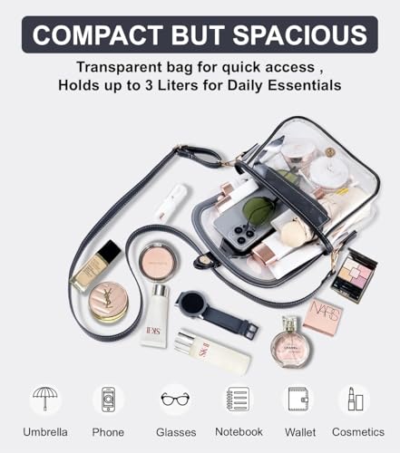 Image of Clear Bag for Stadium Events, Stadium Approved Clear Crossbody Bag for women,Waterproof Saddle bag for Concert