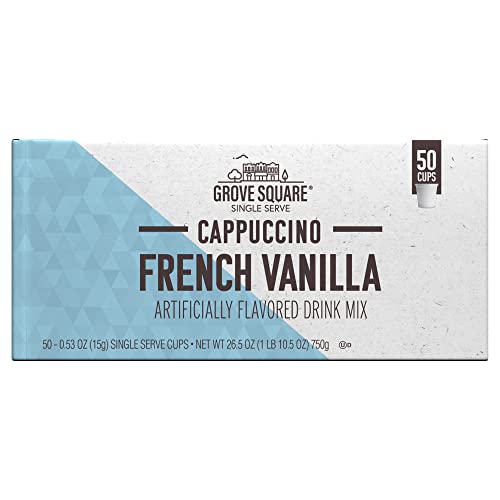 Image of Grove Square Cappuccino Pods, French Vanilla, Single Serve, 50 Count (Pack of 1) - Packaging May Vary