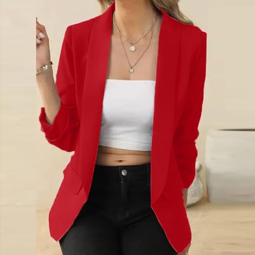 Womens Blazers for Work Casual Long Sleeve Open Front Work Office Suit Business Jackets Solid Blazer with Pockets2