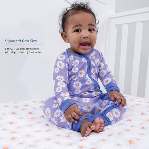 Image of LollyBanks Muslin Crib Sheet, 100% Cotton Fitted Crib Sheets for Girls