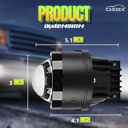 Image of Carzex 3 Inch Projector Fog Light Ai Laser App Controlled Tri Color Projector Fog Light with Inbuilt LED High /Low Beam 12V (White /Yellow, 5500K) (H8 /H11 Coupler to Coupler Fit)