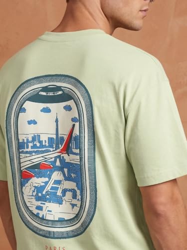 Image of Nobero Men's Oversized Graphic T-Shirt for Men | Soft Cotton | Drop Shoulder Relaxed Fit | Printed Casual Tshirt for Men