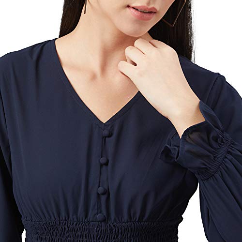 Image of Carlton London Women's Solid Regular Fit Blouse