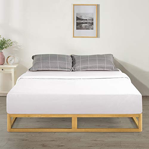 Image of Zinus Industrial Pine Wood Queen Bed Frame | Low Bed Base Mattress Foundation - Natural 20cm / Mattress Foundation /Bedroom Furniture