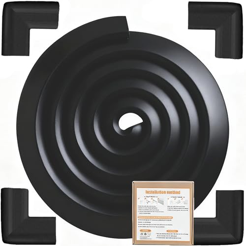 Image of Baby Proof Corners and Edges Protector 10ft Edge+4 Corner Guard, Fireplace Baby Proofing Bumper, Heavy-Duty Soft NBR Foam Edge Corner Protector for Furniture Table, Childsafe /Pre-Taped Black