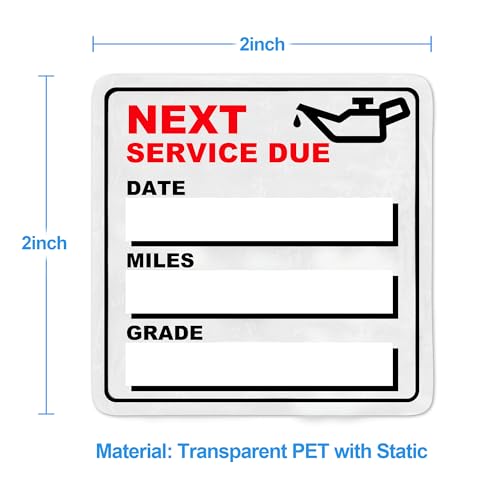 Image of for Oil Change Sticker Static Cling, Clear Stickers 120 Pcs 2 inchx 2 inch Next Service Due Sticker for Windshield, Easy to Peel with No Residue for Car Auto Vehicle Window (Red1)