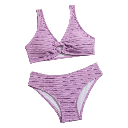 IWIHMIV Two Piece Swimsuits V Neck Bikini Girls' Triangle Swimwear High Waist Bathing Suit Cutout Ribbed Swimsuits
