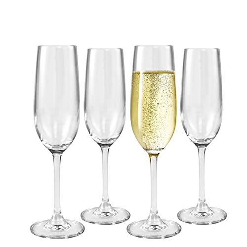 Kitcom Champagne Flutes Set Of 4, 8Oz Capacity Crystal Stemmed Champagne Glasses, Exquisite Craftsmanship, Ideal For Collection, Gifts, Special Occasions #TOP4