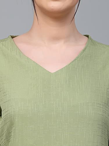 Image of Style Quotient Women Black Self Design Polyester Regular Smart Casual Top