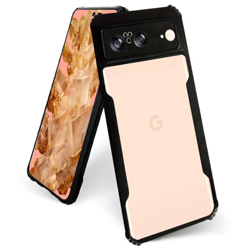 Image of AIBEX Crystal Clear Back Cover Case for Google Pixel 8 | 360 Degree Protection | Shock Proof Design | Transparent Back Cover Case (PC & TPU, Black Bumper)