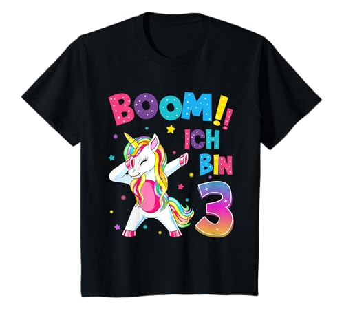 Kinder 3 Geburtstag Mädchen 3 Jahre Tanzendes Lustiges Einhorn T-Shirt
