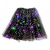Kaleora LED Tüllrock, Schwarz, 40 cm, Leuchtender Sternendesign, Erwachsene, Batteriebetrieben, mit Mehrfarbigen LEDs
