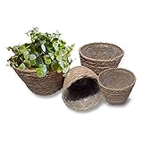 Macetero mimbre interior/exterior-Cestas almacenaje mimbre-(Pack 4 macetas decorativas)-Cesta de ropa-Cestos pequeños-Tiestos para plantas artificiales y naturales-Cubremacetas-Maceta de flores