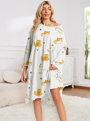 Image of CRIPOM Plus Size Moo Moos for Women Oversized Sleep Shirts for Women Oversized Nightgown with Pocket Fit S-5XL