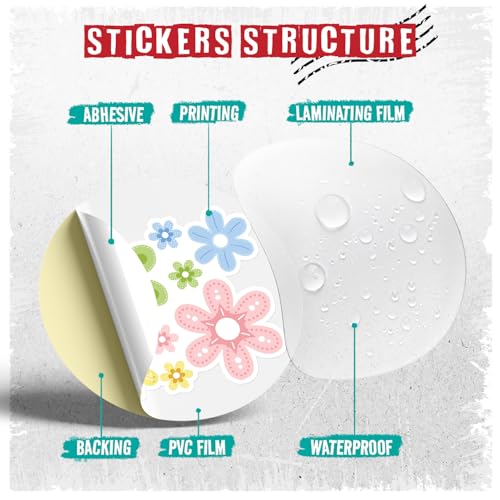 Image of Groovy Daisy Flower (Set of 3) Waterproof Vinyl Die-Cut Sticker 2 inch x 2.1 inch for Laptop Water Bottle Tumbler Phone Case Car Skateboard Wall Bumper Cute Retro Teens Adults Aesthetic Indoor Outdoor Adults