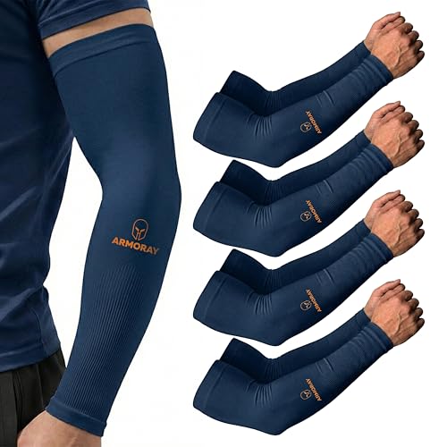 Image of ARMORAY Arm Sleeves for Men or Women - Compression Warmers to Cover Tattoo - for Basketball Golf Running Football Cycling or Sun Protection