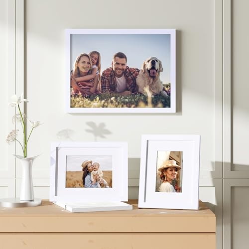 decorUhome 8.5 by 11 Picture Frame Set of 10, Display Photos 6x8 with Mat or 8.5x11 Unmatted for Picture Frames Collage Wall Decor, White