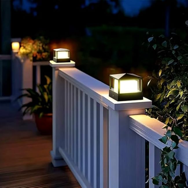 Pillar Lights,Square 5 X 5 in Outdoor Post Light,Outdoor Column lamp, Deck/Fence/Post Cap Lights,lamp Post,High Voltage Wired Waterproof Aluminum Post Light,IP65 (Square, 5X5IN)