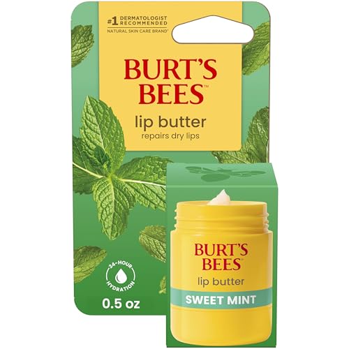 Burt's Bees Sweet Mint Lip Butter, Repairs Dry Lips, 24 Hour Hydration, Locks in Moisture, Includes...